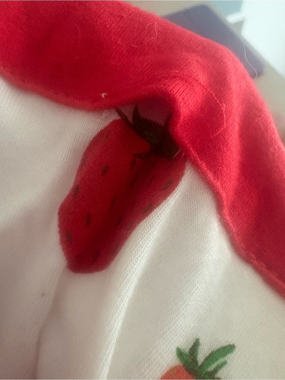 Kyte BABY Red & White Strawberry Pocket Shortall Romper - Picture 2 of 3